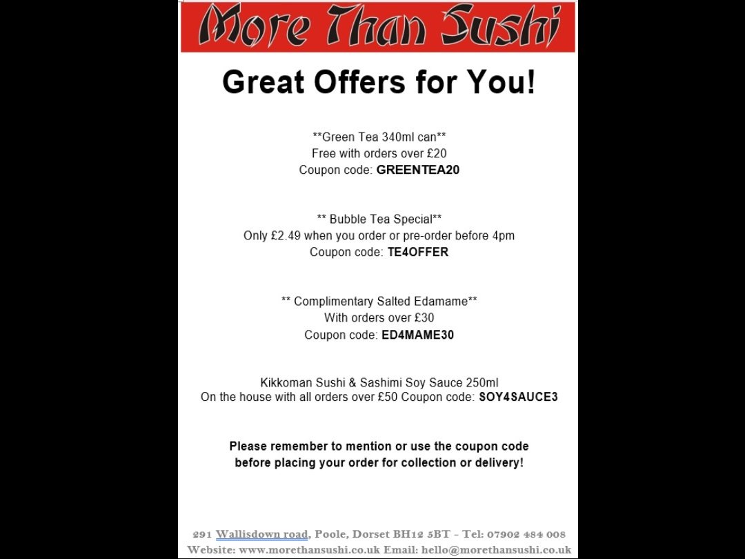 Exciting Deals Await at More Than Sushi in Poole!