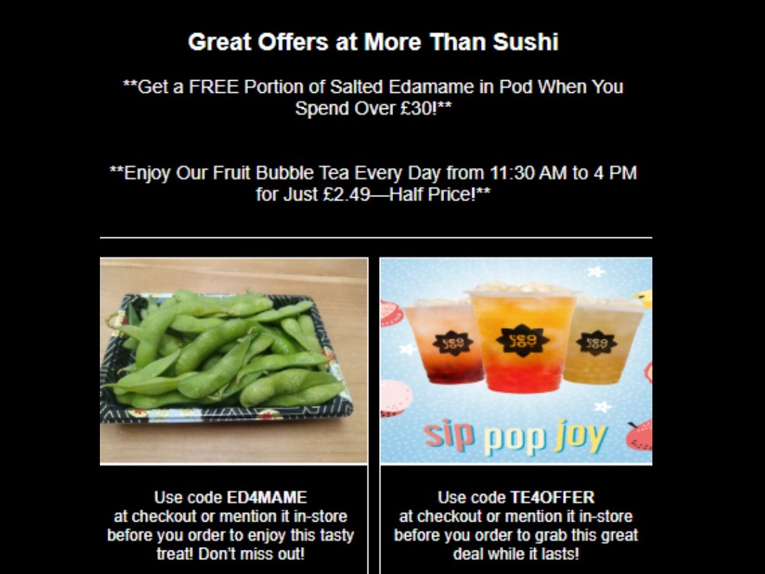 Great Offers at More Than Sush Great Offers at More Than Sush
