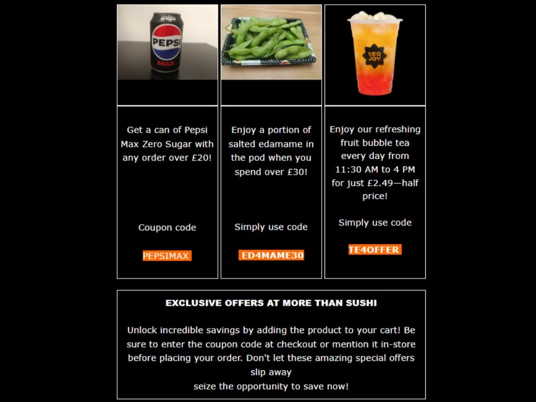 EXCLUSIVE OFFERS AT MORE THAN SUSHI 📢📣 EXCLUSIVE OFFERS AT MORE THAN SUSHI 📢📣