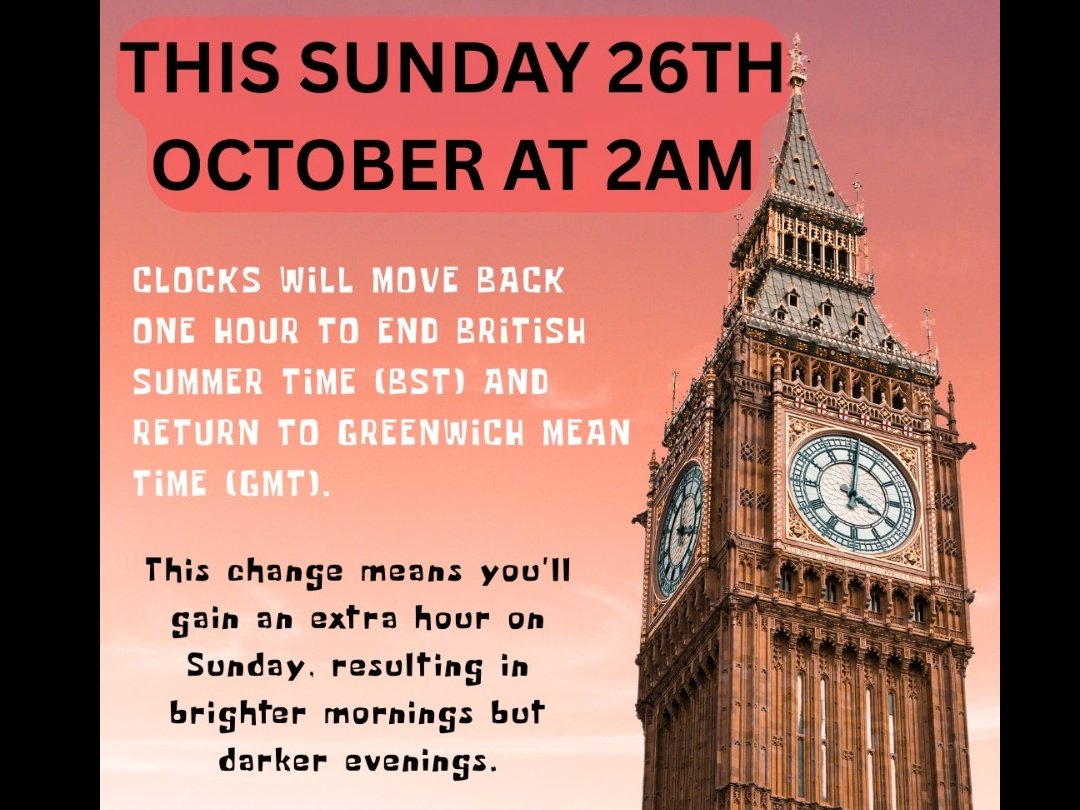 HAPPY FRIDAY 😁 Clocks go back this Sunday