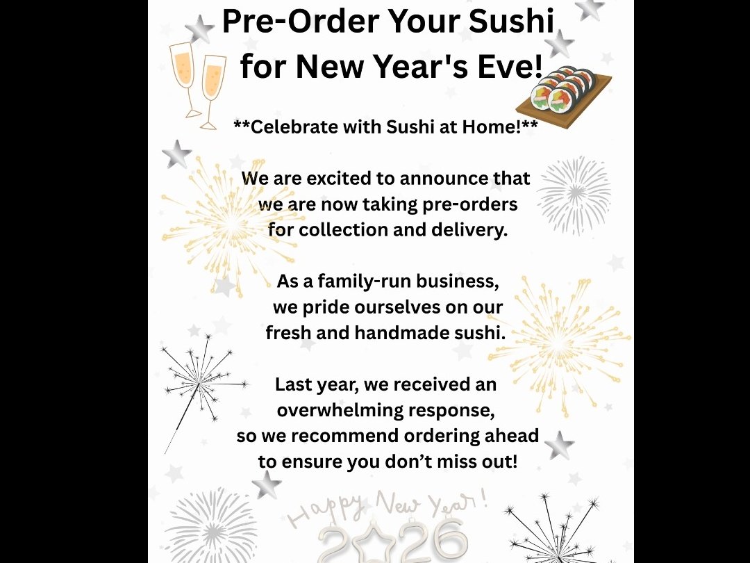 🎉Pre-Order Your Sushi for New Year's Eve! 🎉
