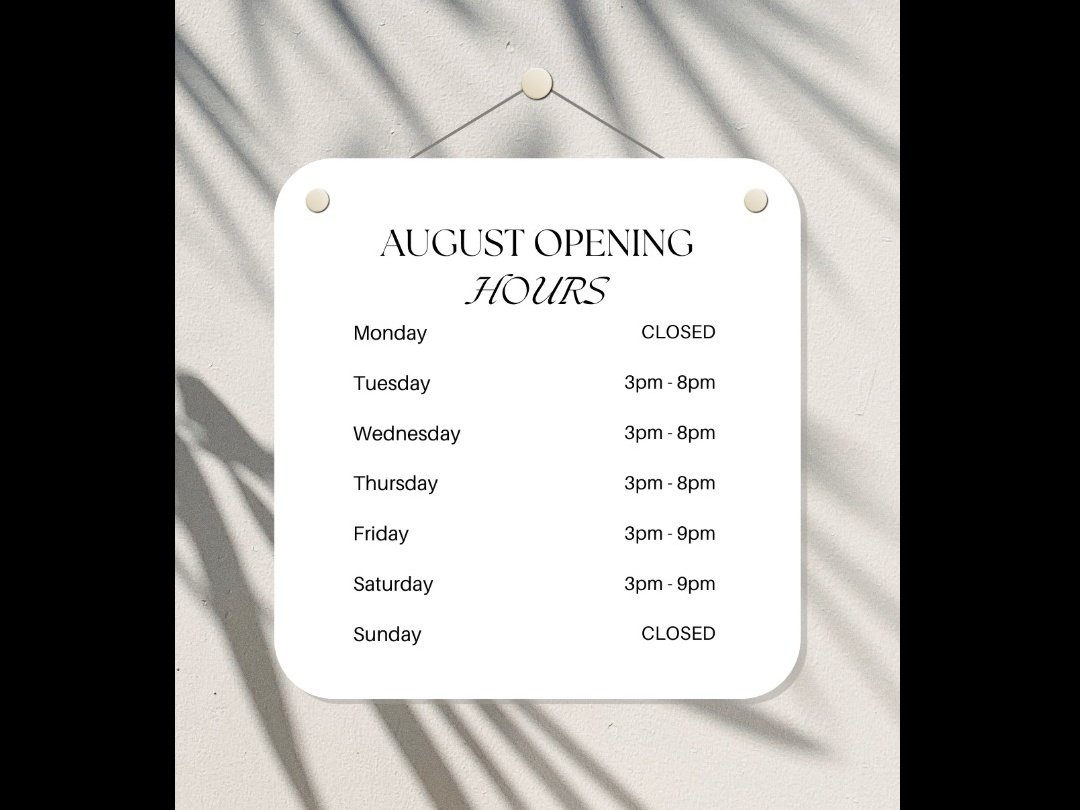 🍣🍣 AUGUST TEMPORARY REDUCED OPENING HOURS 🍣🍣
